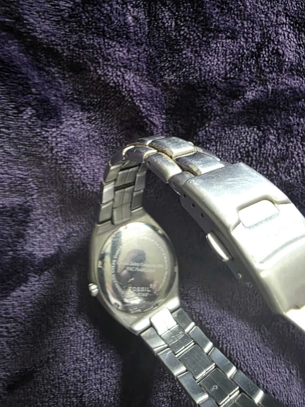 Fossil Men's Stainless Steel Watch with Black Textured Dial